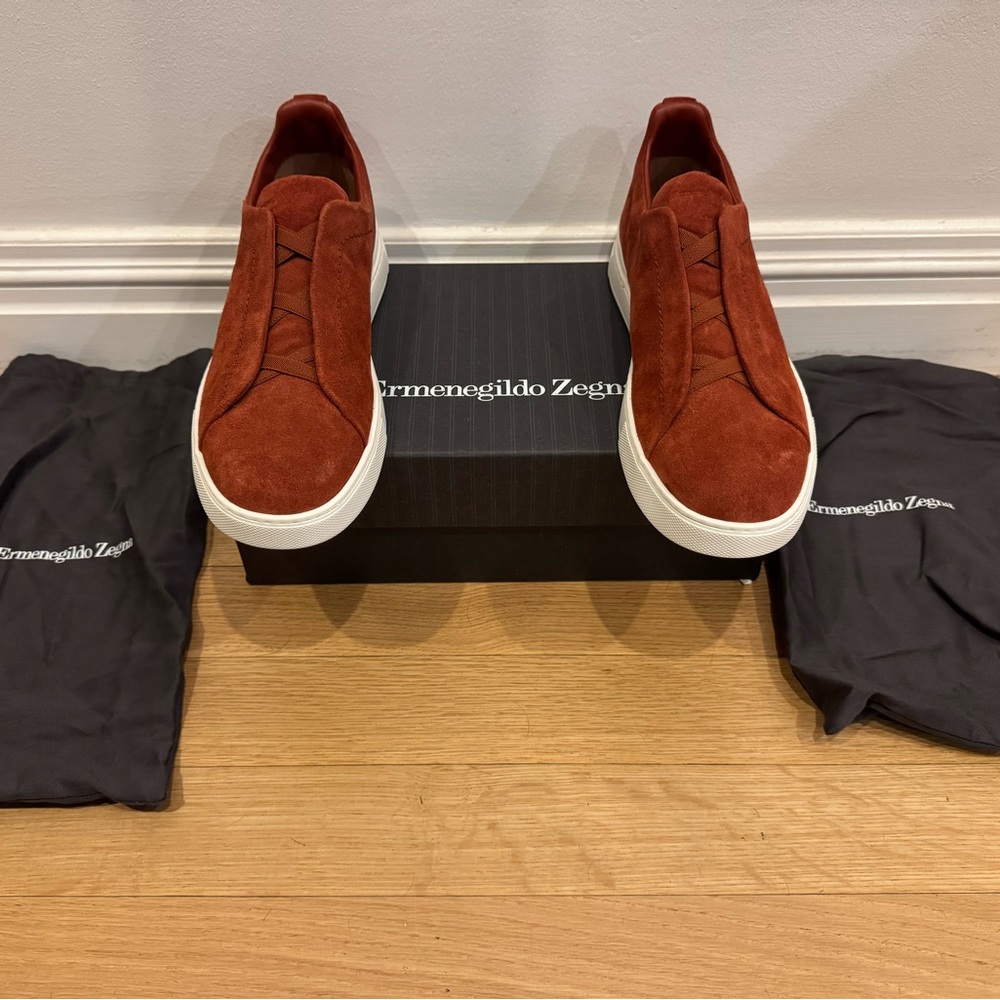 Ermenegildo Zegna Men's Rust Suede Sneakers